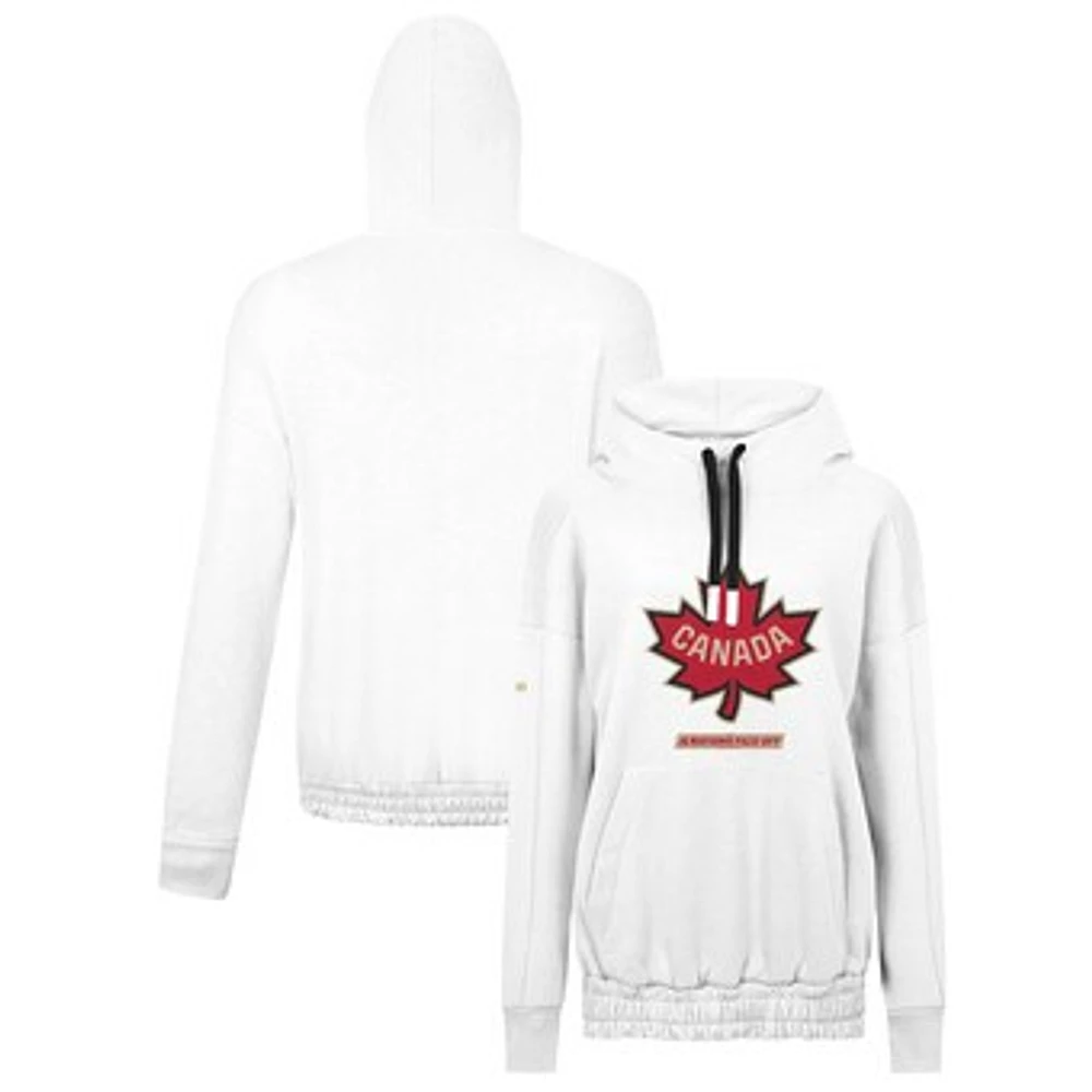 Women's Levelwear White Canada 2025 4 Nations Face-Off Waterfall Pullover Hoodie