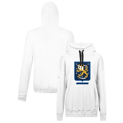 Women's Levelwear White Finland 2025 4 Nations Face-Off Waterfall Pullover Hoodie