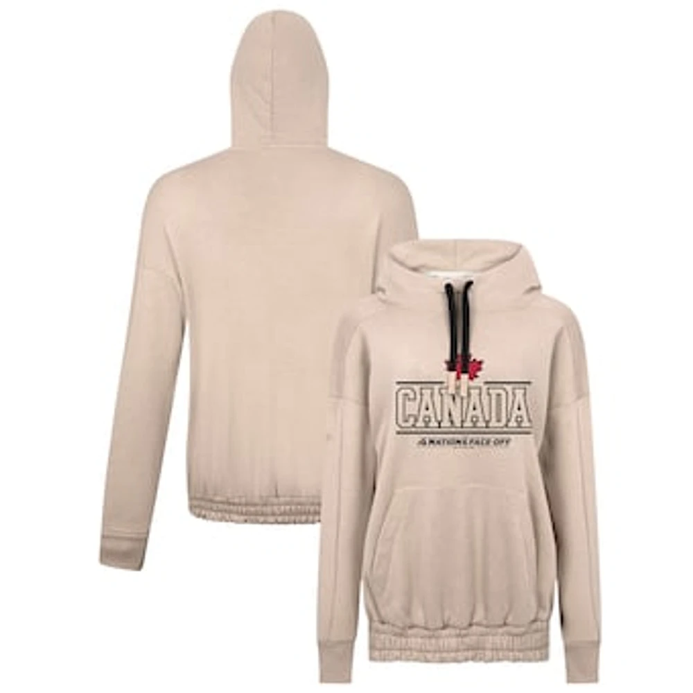 Women's Levelwear Khaki Canada 2025 4 Nations Face-Off Waterfall Pullover Hoodie
