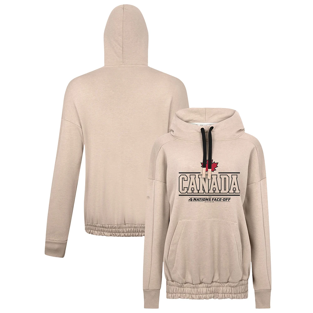 Women's Levelwear Khaki Canada 2025 4 Nations Face-Off Waterfall Pullover Hoodie