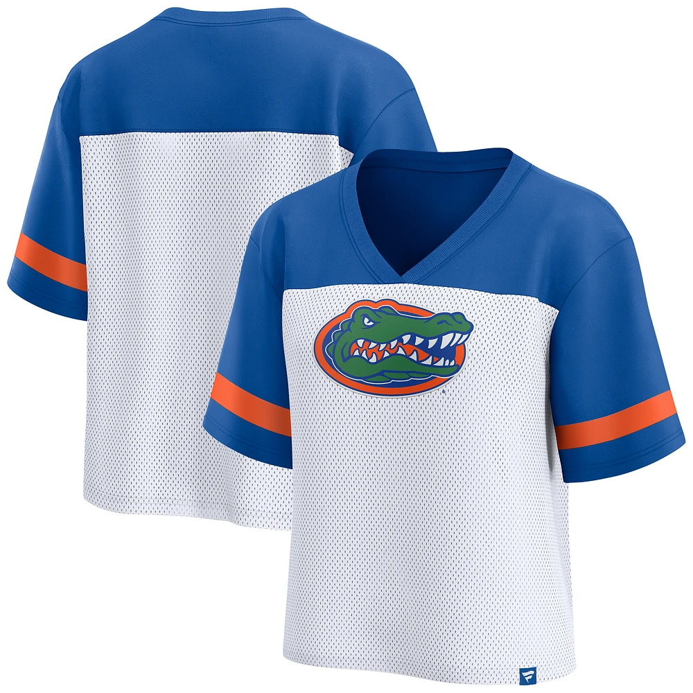 Women's Fanatics White/Royal Florida Gators Fundamentals Mesh Fashion T-Shirt