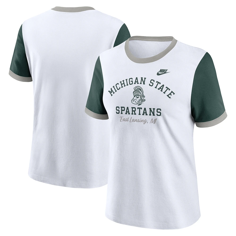 Women's Nike White Michigan State Spartans Legacy Fundamental Expression Tri-Blend T-Shirt