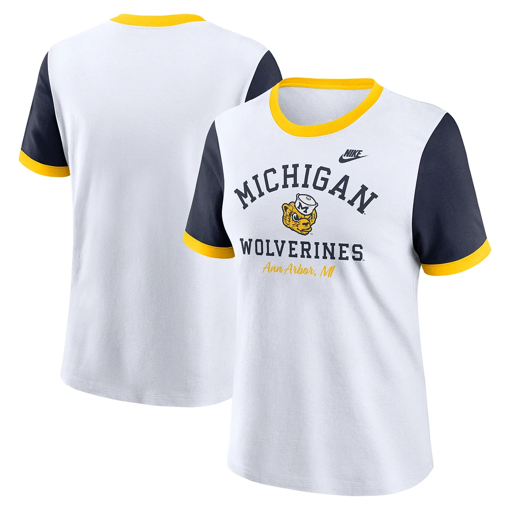 Women's Nike White Michigan Wolverines Legacy Fundamental Expression Tri-Blend T-Shirt