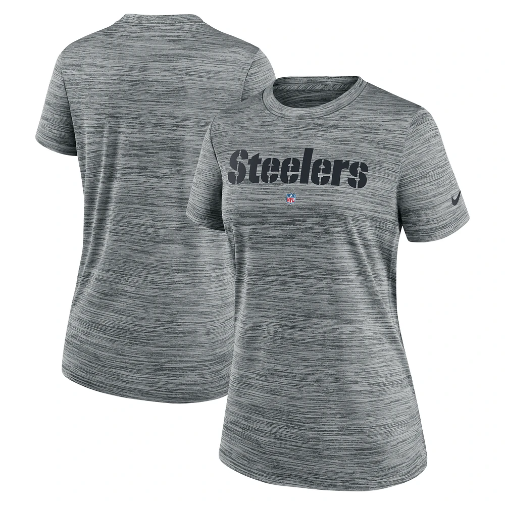 Women's Nike Heather Gray Pittsburgh Steelers Velocity Performance T-Shirt