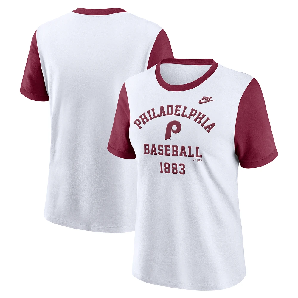 Women's Nike White Philadelphia Phillies Tri-Blend Cooperstown Logo T-Shirt