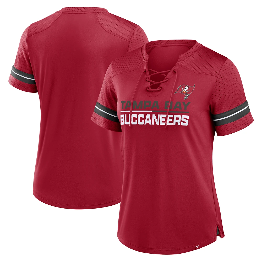 Women's Tampa Bay Buccaneers Fanatics Red Athena Lace-Up V-Neck Fashion Top