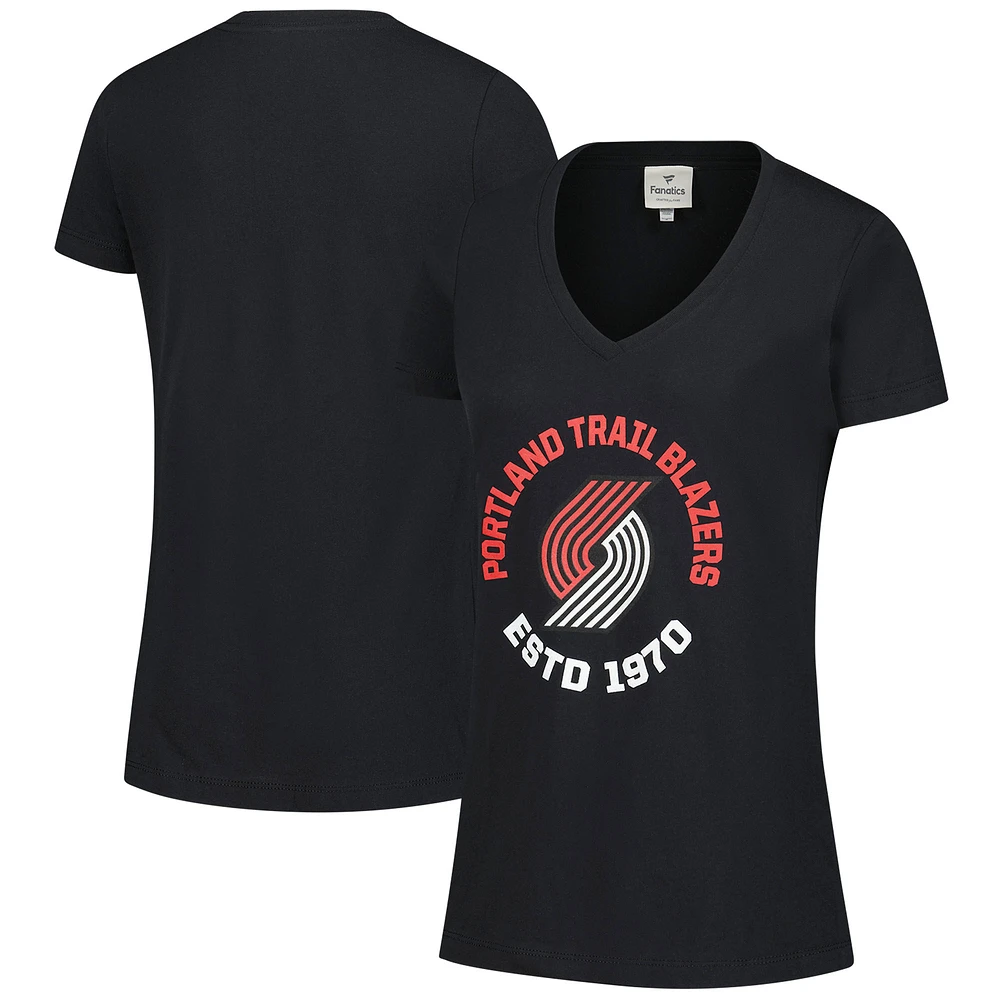 Women's Fanatics Black Portland Trail Blazers V-Neck T-Shirt