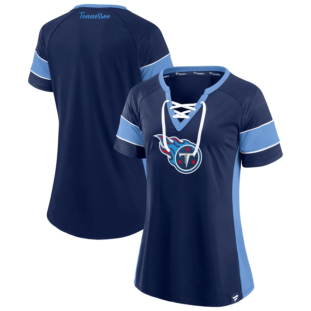 Women's Fanatics Navy Tennessee Titans Athena Lace-Up Top