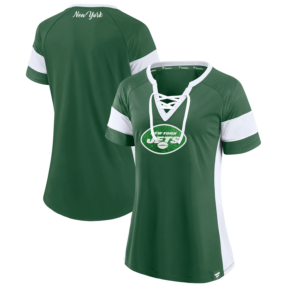 Women's Fanatics Dark Green New York Jets Athena Lace-Up Top