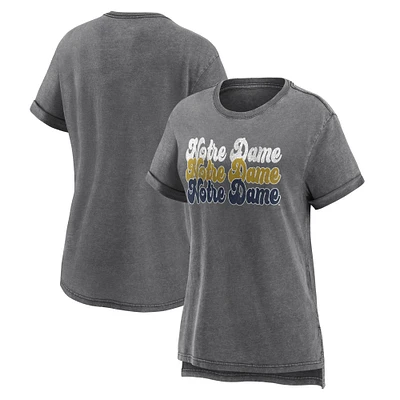 Women's Fanatics Gray Notre Dame Fighting Irish True Classics Washed Fashion T-Shirt