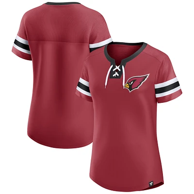 Women's Fanatics Garnet Arizona Cardinals Lace-Up Bling T-Shirt