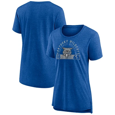 Women's Fanatics Heather Royal Kentucky Wildcats Badge Fade Tri-Blend T-Shirt