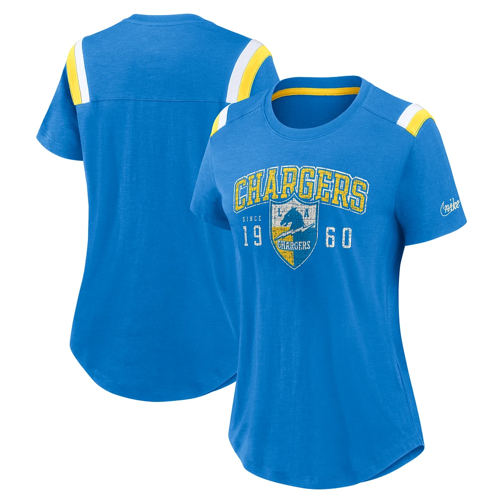 Women's Nike Heather Blue Los Angeles Chargers Historic Slub Fashion T-Shirt