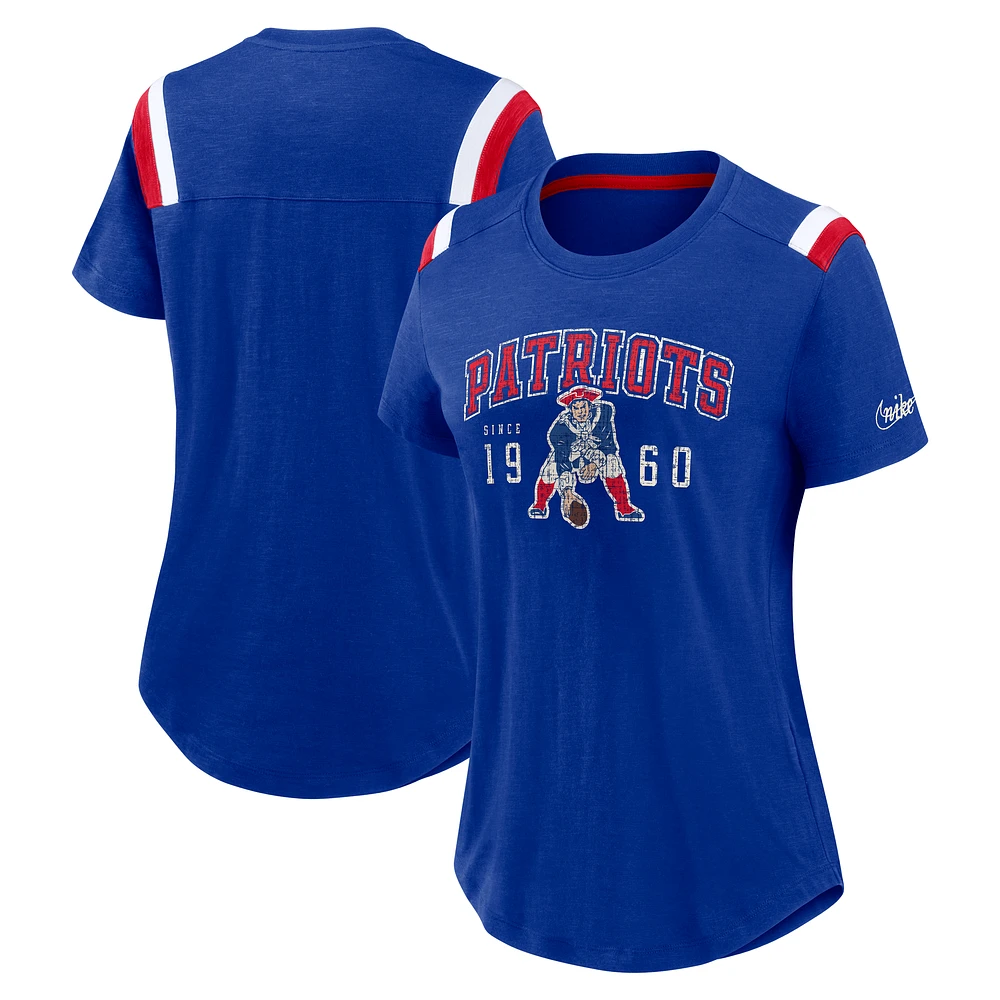 Women's Nike Heather Royal New England Patriots Historic Slub Fashion T-Shirt