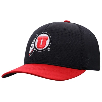Men's Top of the World Black Utah Utes Reflex Fitted Hat