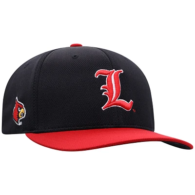 Men's Top of the World Black Louisville Cardinals Reflex Fitted Hat