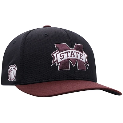 Men's Top of the World Black Mississippi State Bulldogs Reflex Fitted Hat