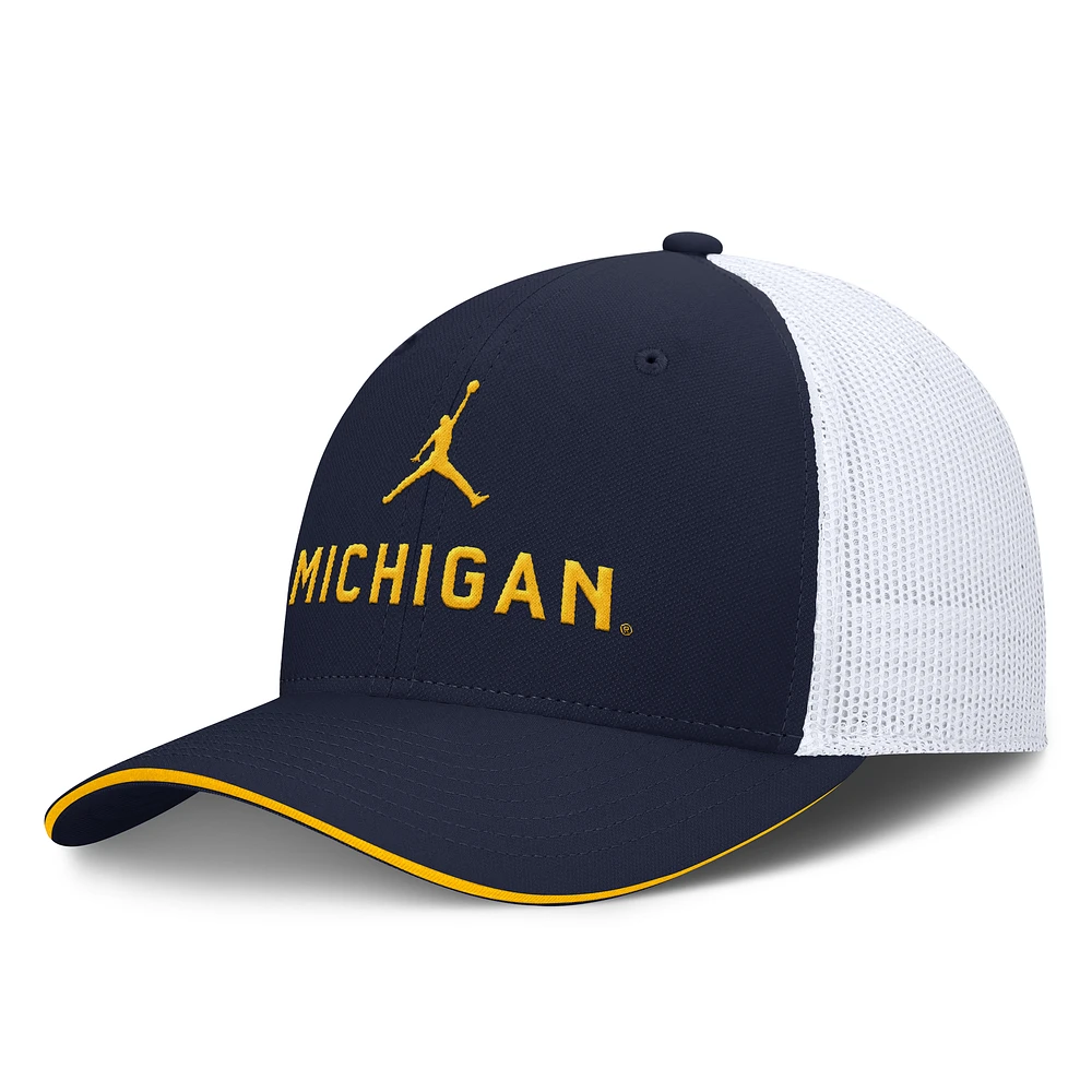 Men's Jordan Brand College Navy/White Michigan Wolverines Rise Adjustable Trucker Hat