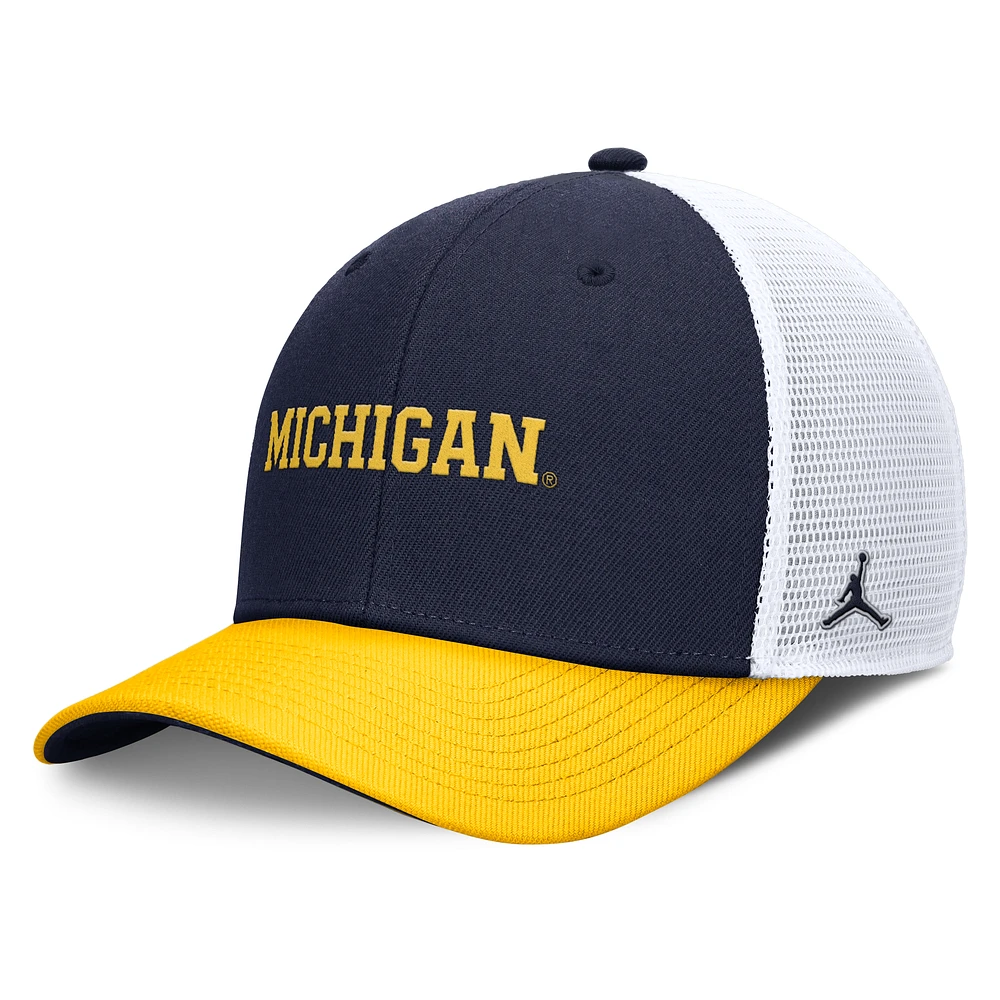 Men's Jordan Brand Navy/Maize Michigan Wolverines Rise Adjustable Trucker Hat
