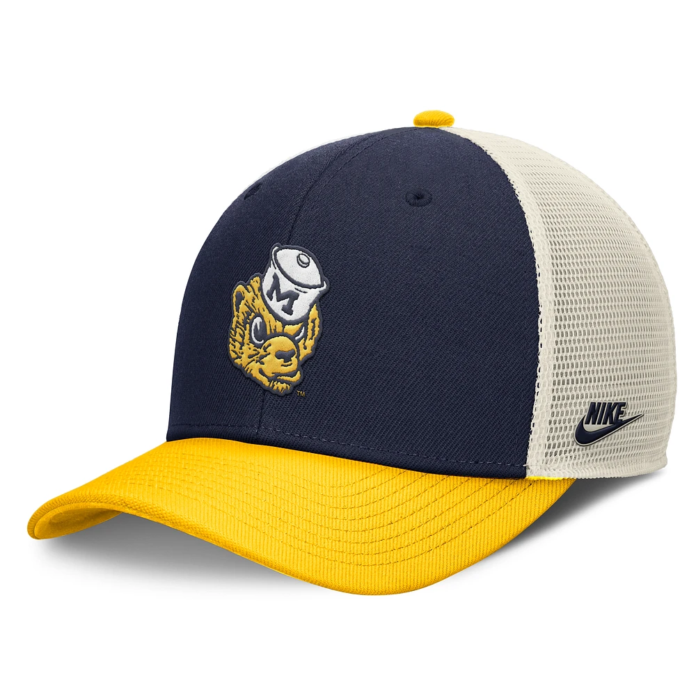 Men's Nike Navy/Maize Michigan Wolverines Performance Rise Adjustable Trucker Hat