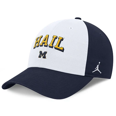 Men's Jordan Brand White/Navy Michigan Wolverines Club Swoosh Performance Adjustable Hat