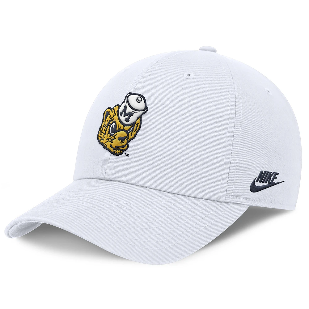Men's Nike White Michigan Wolverines Club Swoosh Performance Adjustable Hat