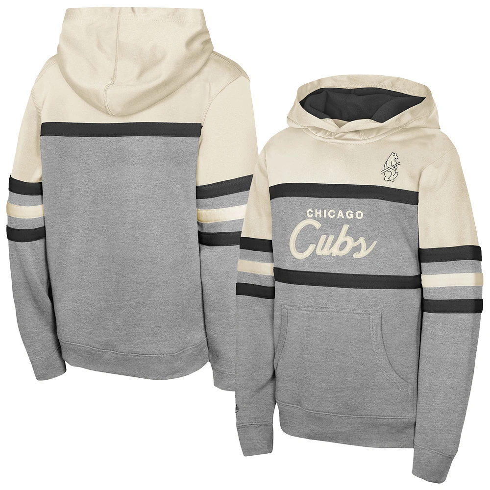 Youth Mitchell & Ness Cream Chicago Cubs Head Coach Pullover Hoodie