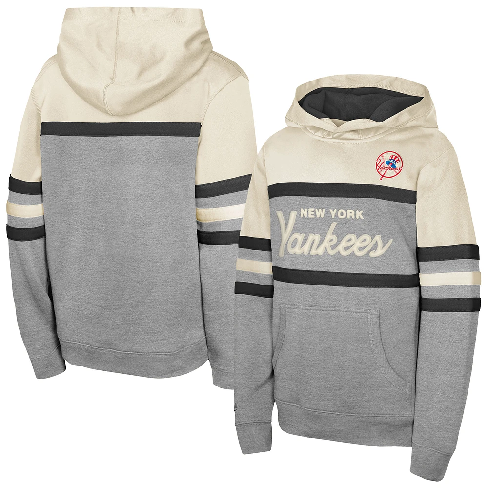 Youth Mitchell & Ness Cream New York Yankees Head Coach Pullover Hoodie