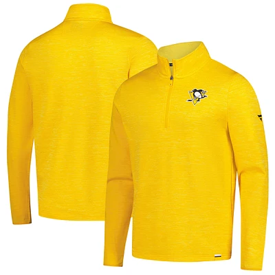 Men's Fanatics Heather Gold Pittsburgh Penguins Authentic Pro Lightweight Quarter-Zip Pullover