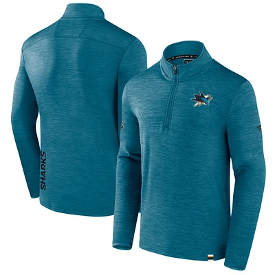 Men's Fanatics Heather Teal San Jose Sharks Authentic Pro Lightweight Quarter-Zip Pullover