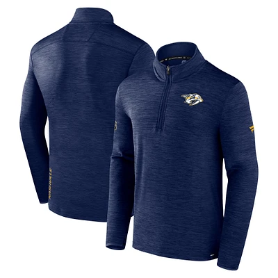 Men's Fanatics Heather Navy Nashville Predators Authentic Pro Lightweight Quarter-Zip Pullover