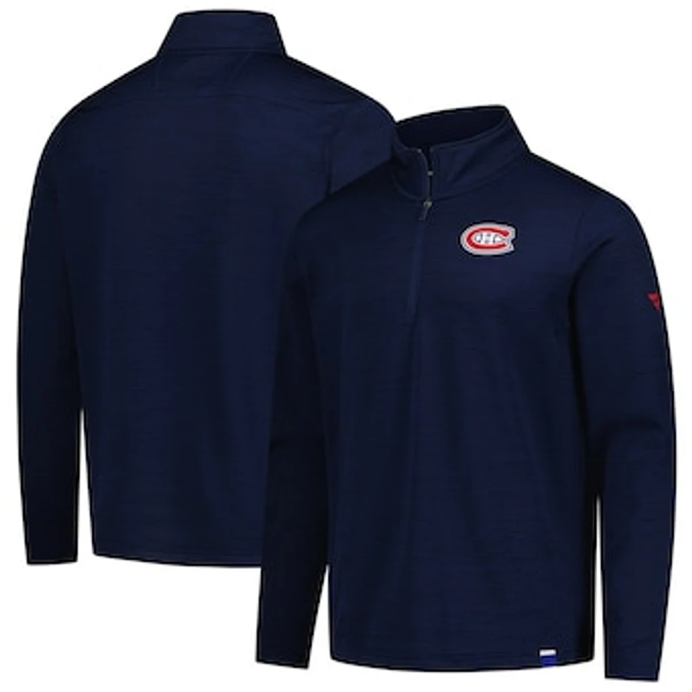 Men's Fanatics Heather Navy Montreal Canadiens Authentic Pro Lightweight Quarter-Zip Pullover