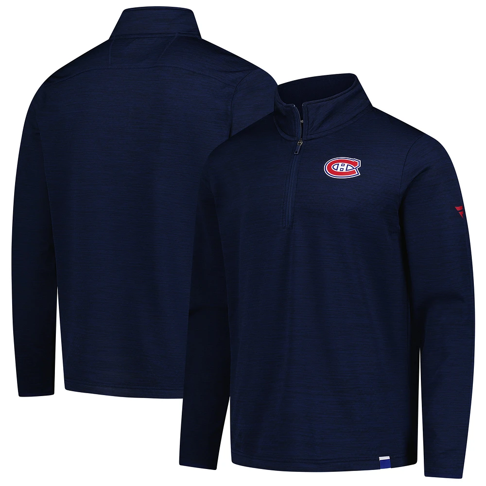 Men's Fanatics Heather Navy Montreal Canadiens Authentic Pro Lightweight Quarter-Zip Pullover