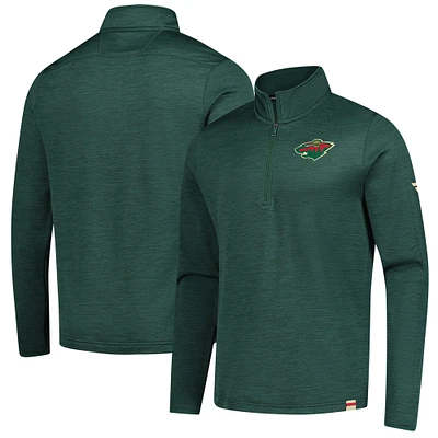 Men's Fanatics Heather Green Minnesota Wild Authentic Pro Lightweight Quarter-Zip Pullover