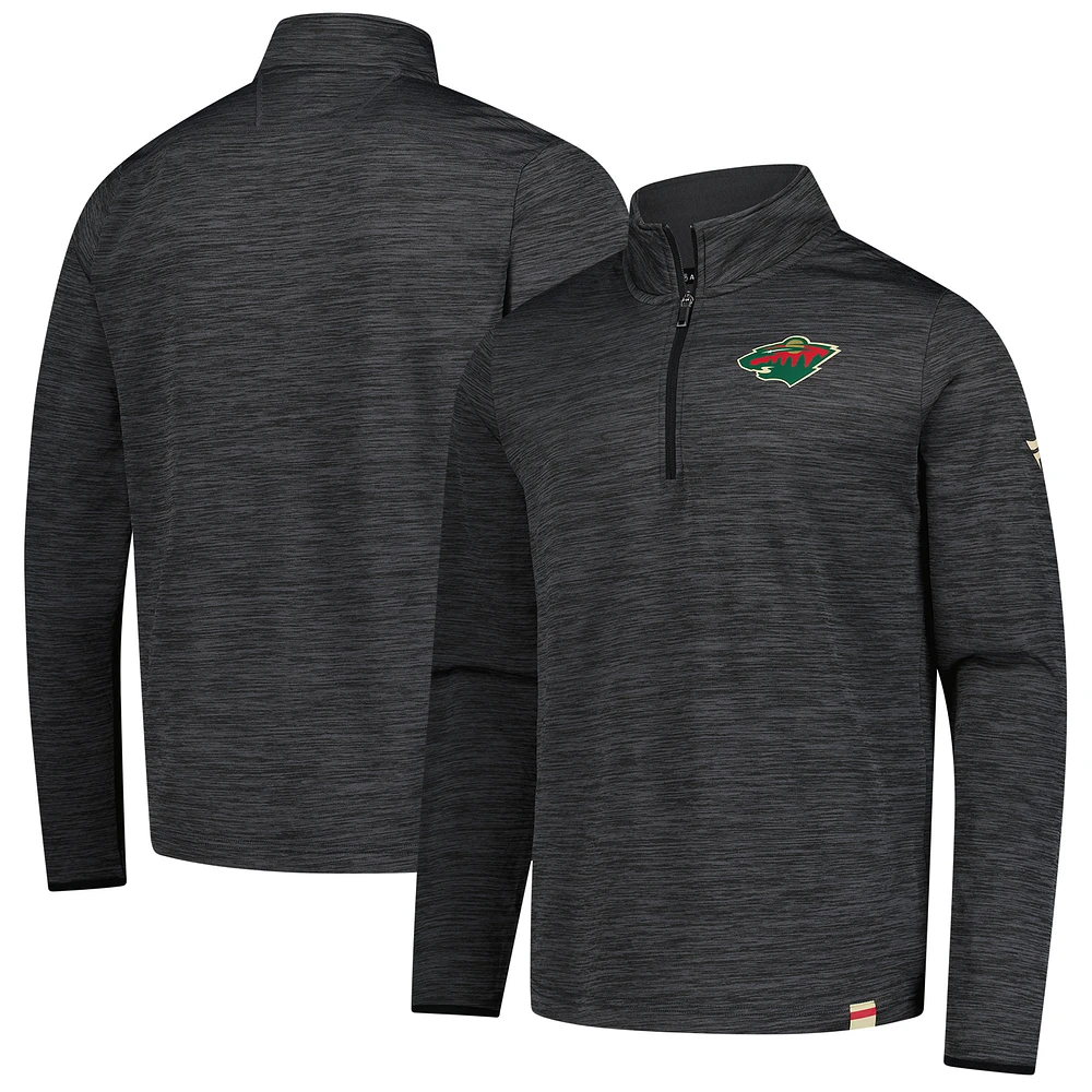 Men's Fanatics Heather Charcoal Minnesota Wild Authentic Pro Lightweight Quarter-Zip Pullover