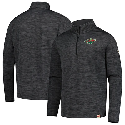 Men's Fanatics Heather Charcoal Minnesota Wild Authentic Pro Lightweight Quarter-Zip Pullover