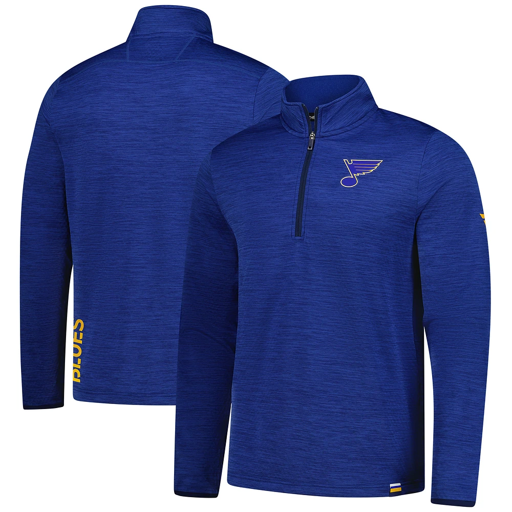 Men's Fanatics Heather Blue St. Louis Blues Authentic Pro Lightweight Quarter-Zip Pullover