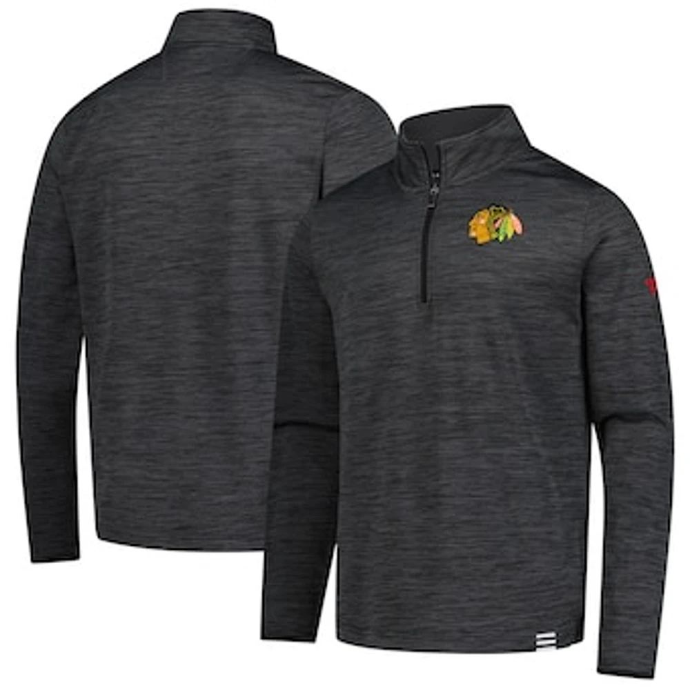 Men's Fanatics Heather Charcoal Chicago Blackhawks Authentic Pro Lightweight Quarter-Zip Pullover