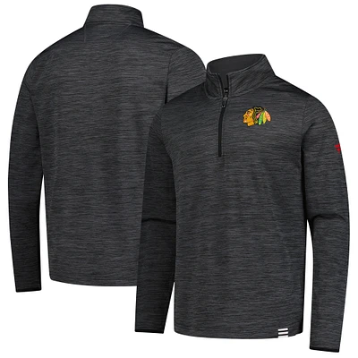 Men's Fanatics Heather Charcoal Chicago Blackhawks Authentic Pro Lightweight Quarter-Zip Pullover