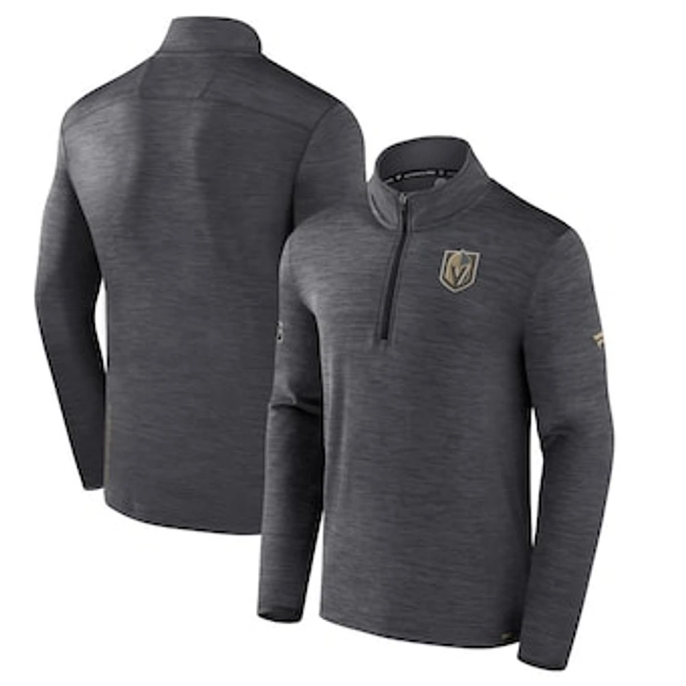 Men's Fanatics Heather Charcoal Vegas Golden Knights Authentic Pro Lightweight Quarter-Zip Pullover