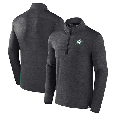 Men's Fanatics Heather Charcoal Dallas Stars Authentic Pro Lightweight Quarter-Zip Pullover