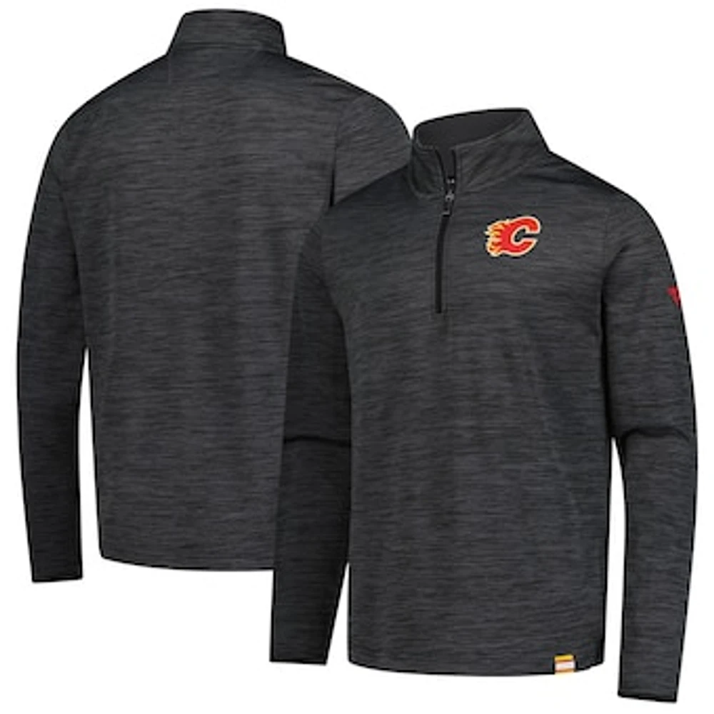 Men's Fanatics Heather Charcoal Calgary Flames Authentic Pro Lightweight Quarter-Zip Pullover