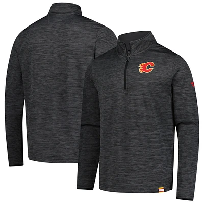 Men's Fanatics Heather Charcoal Calgary Flames Authentic Pro Lightweight Quarter-Zip Pullover