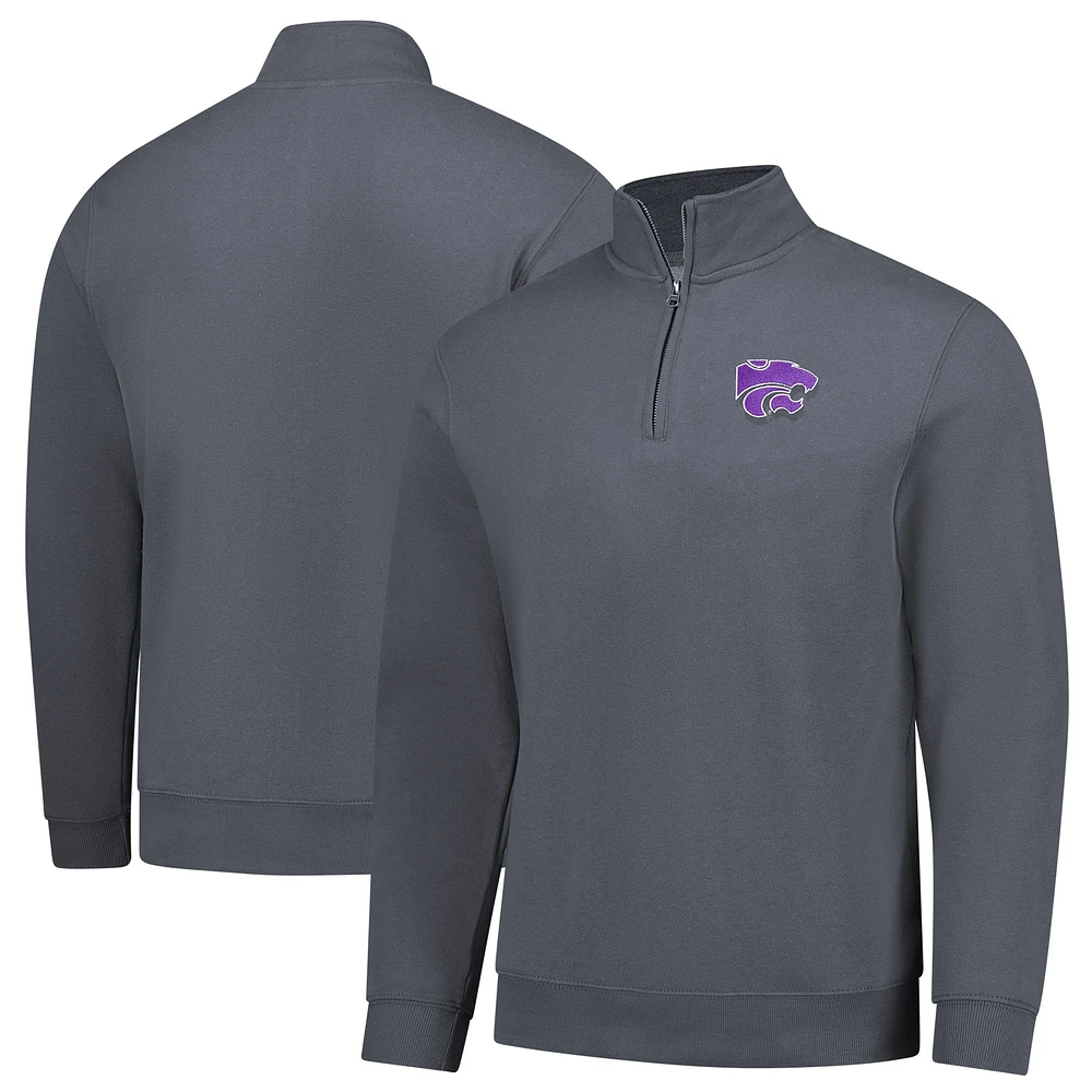 Men's Charcoal Kansas State Wildcats Premium Fleece Quarter-Zip Pullover
