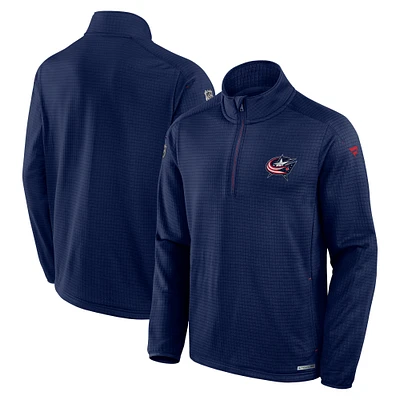 Men's Fanatics Navy Columbus Blue Jackets Authentic Pro Rink Quarter-Zip Top
