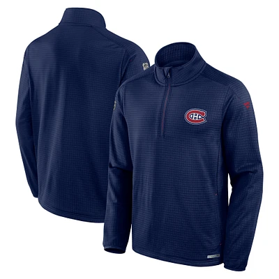 Men's Fanatics Navy Montreal Canadiens Authentic Pro Rink Quarter-Zip Top