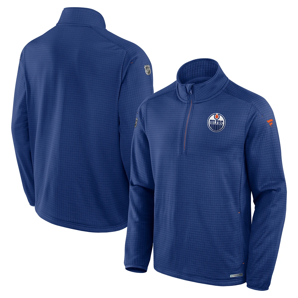 Men's Fanatics Royal Edmonton Oilers Authentic Pro Rink Quarter-Zip Top