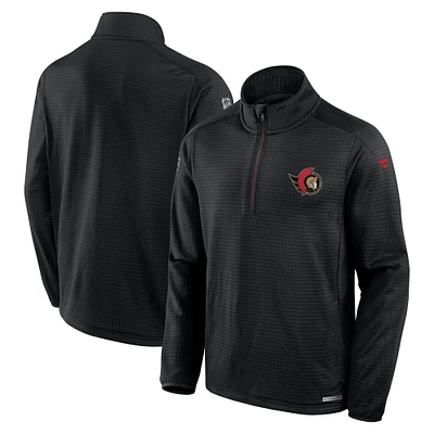 Men's Fanatics Black Ottawa Senators Authentic Pro Rink Quarter-Zip Top