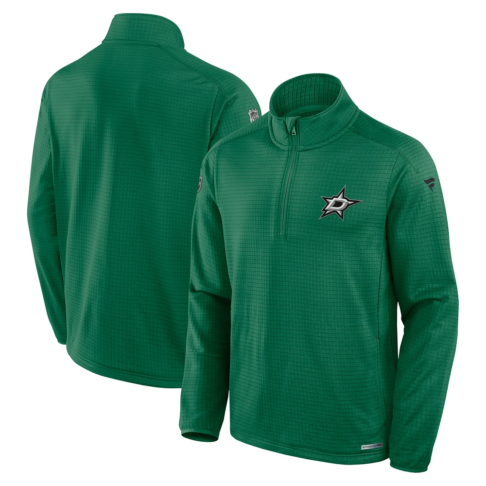 Men's Fanatics Kelly Green Dallas Stars Authentic Pro Rink Quarter-Zip Top