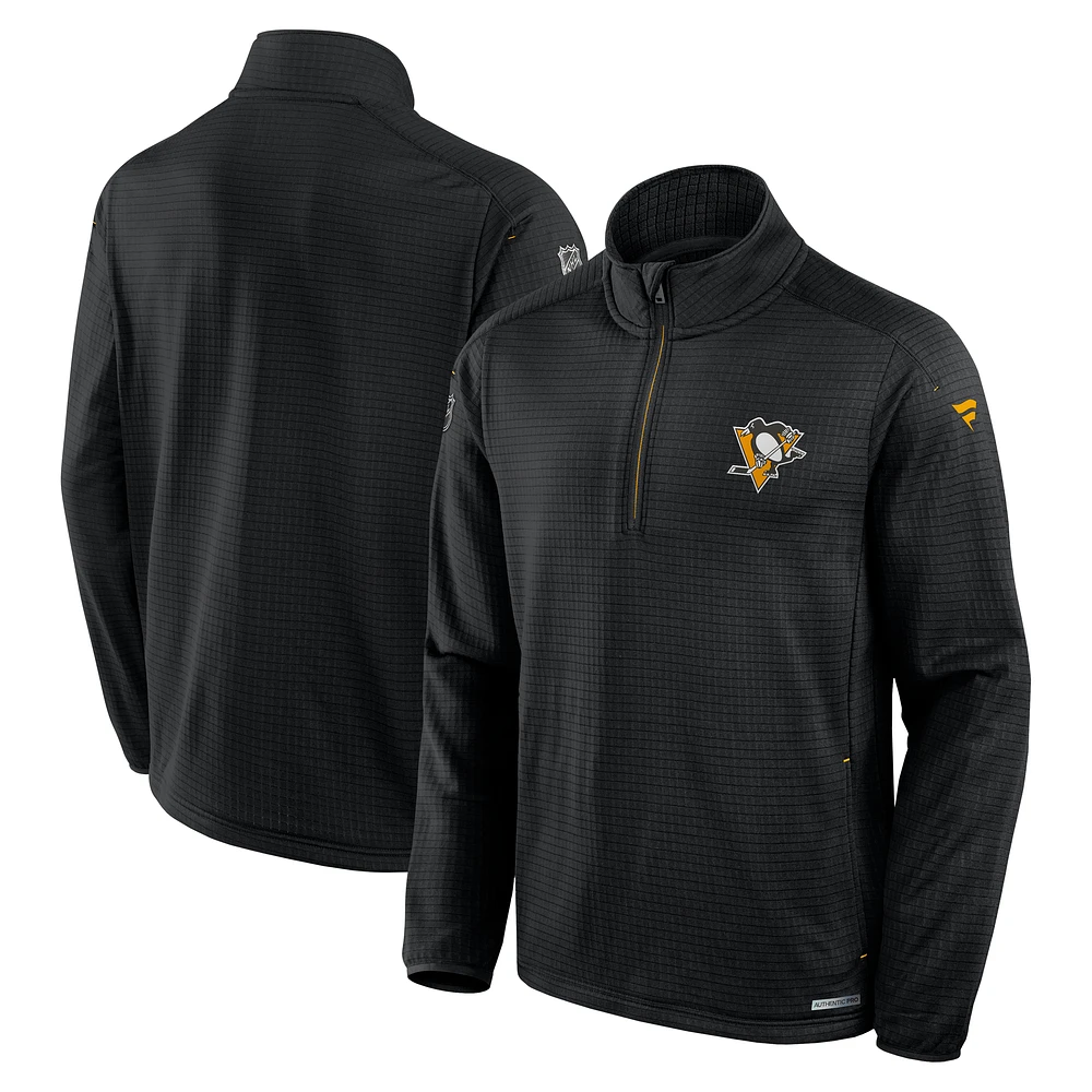 Men's Fanatics Black Pittsburgh Penguins Authentic Pro Rink Quarter-Zip Top